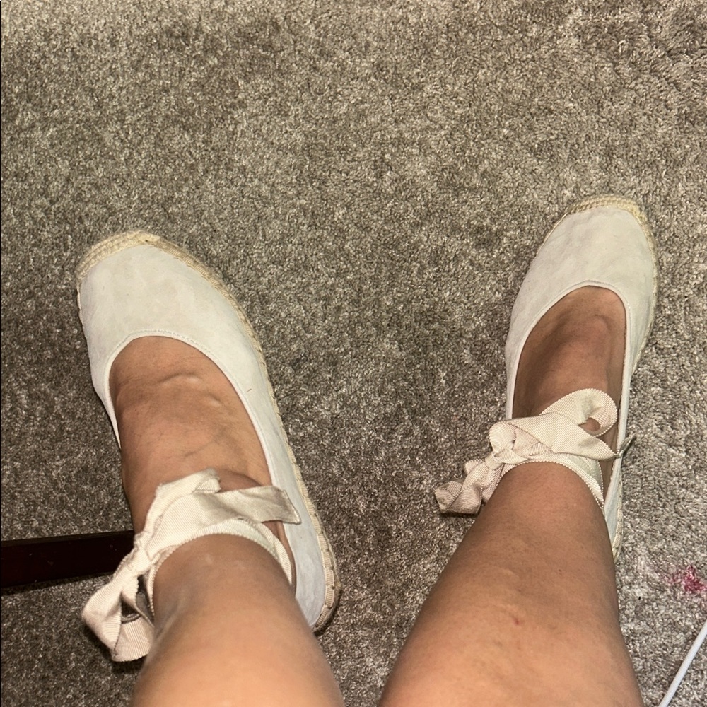 Women’s Cream Espadrille Tie-Detail Flats